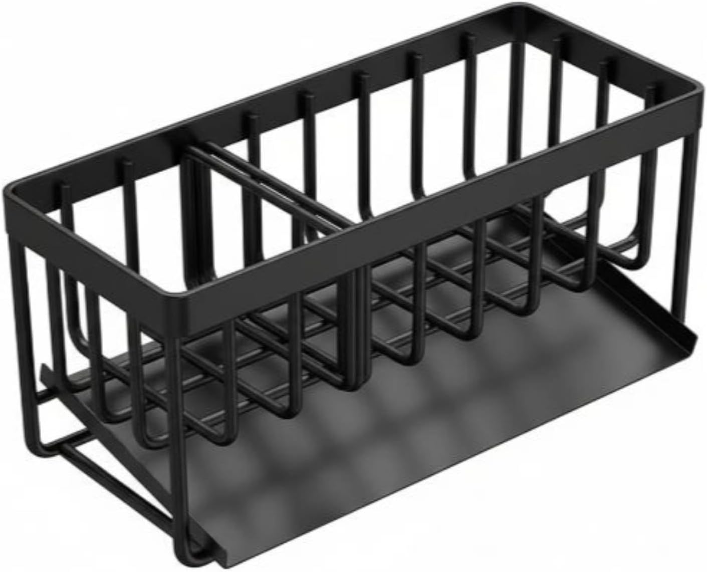 Kitchen Sink Sponge Holder, 304 Stainless Steel Soap Dispenser Caddy Organize, Kitchen Sink Brush Caddy Holder with Removable Drain Tray