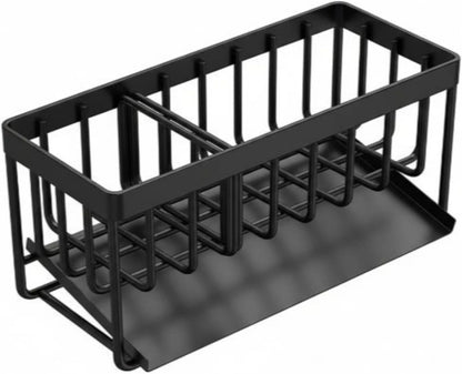 Kitchen Sink Sponge Holder, 304 Stainless Steel Soap Dispenser Caddy Organize, Kitchen Sink Brush Caddy Holder with Removable Drain Tray