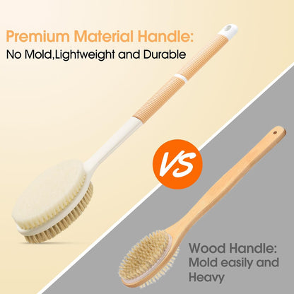 Backski Back Scrubber Anti Slip for Shower, Shower Brush Long Handle with Stiff and Soft Bristles, Body Exfoliator for Bath or Dry Brush(Blue)