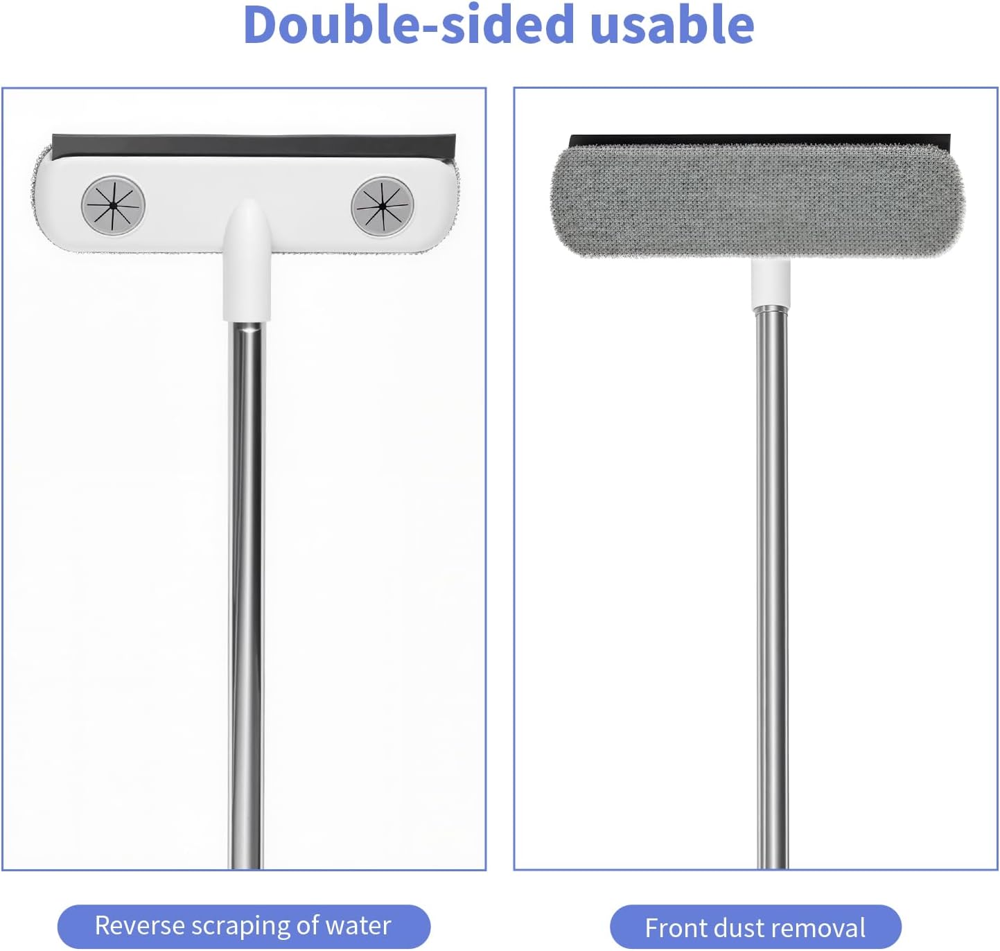 Window Screen Cleaner Brush,Dual-Sided Window Cleaning Tool,34.65 Inch Splicing Rod, Wet and Dry Use for High-Rise Windows, No-Dismantling Cleaning Equipment