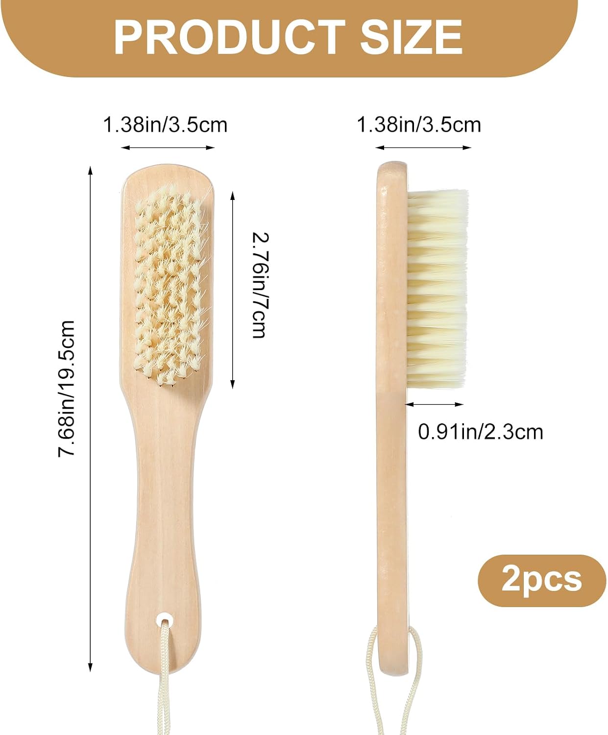 2Pcs Laundry Stain Brush Portable Stain Remover Tool with Soft Bristle Natural Soft Boar Bristle Brushc Small Wood Brush for Home Small Spaces Shoes Clothes Delicate Fabric Knits Cotton Linen Cleaning
