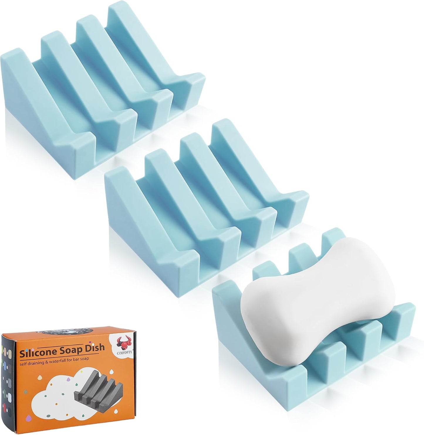 Self Draining Soap Dish Holder,Silicone Soap Dish,for Bathroom,Kitchen, Sponges，Can Extend Soap Life，Keep Soap Bars Dry and Easy Cleaning (White,1-Pack) - Colors B