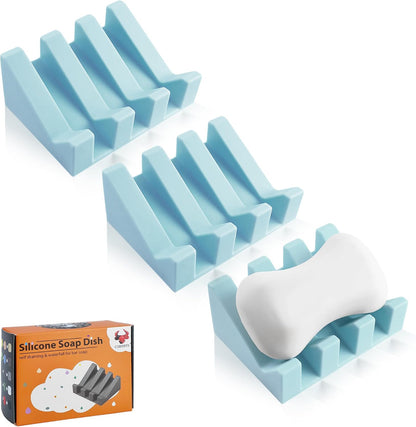 Self Draining Soap Dish Holder,Silicone Soap Dish,for Bathroom,Kitchen, Sponges，Can Extend Soap Life，Keep Soap Bars Dry and Easy Cleaning (White,1-Pack) - Colors B