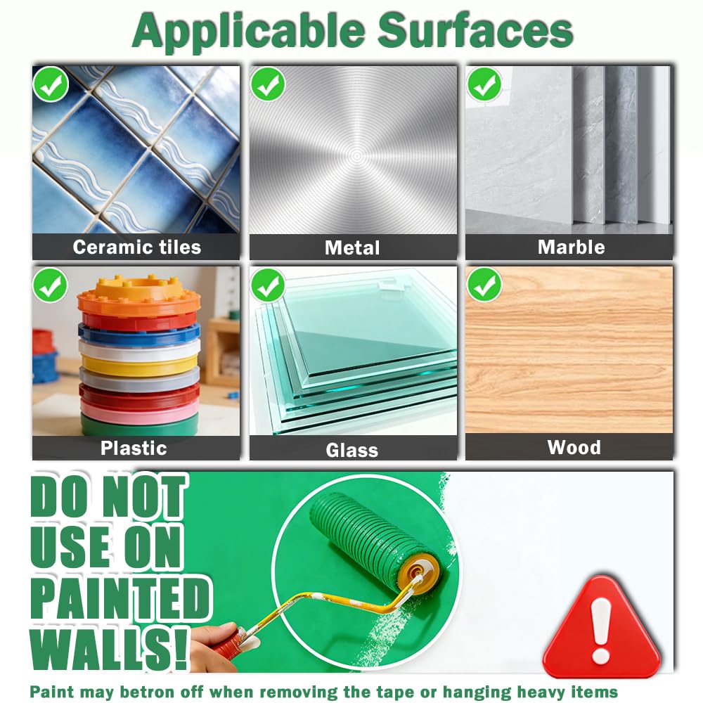UGNEL 3 Rolls Double Sided Tape Heavy Duty - Total 30FT, Extra Strong Nano Tape Adhesive Strips Tape, Clear Mounting Tape Removable Two Sided Adhesive Tape for Walls, Posters, Rug, Picture Hanging