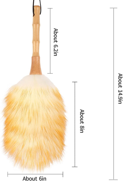 Extendable Lambswool Duster 29-110 Inch,Anti-Static Flexible Head, Stainless Steel Pole for Cleaning High Ceiling,Fan,Furniture,Roof Dusting