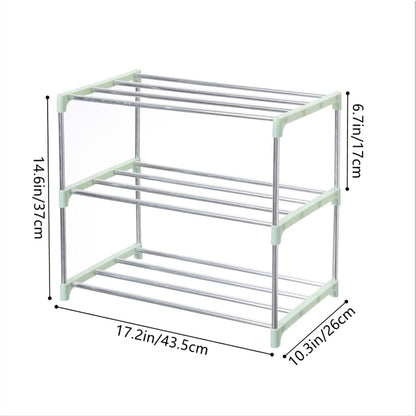 Jucaifu Stackable Small Shoe Rack, Entryway, Hallway and Closet Space Saving Storage and Organization (3-Tier, White)