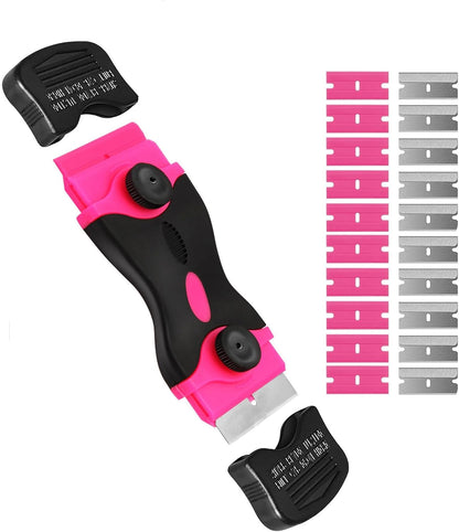 Razor Blade Scraper Tool Kit - 2Pack Razor Scrapers & 20Pcs Extra Blades | Plastic Paint Scraper Tool, Razor Scraper Tool for Glass Top Stove, Paint Scrappers for Cleaning Window, Cooktop, Oven, Floor