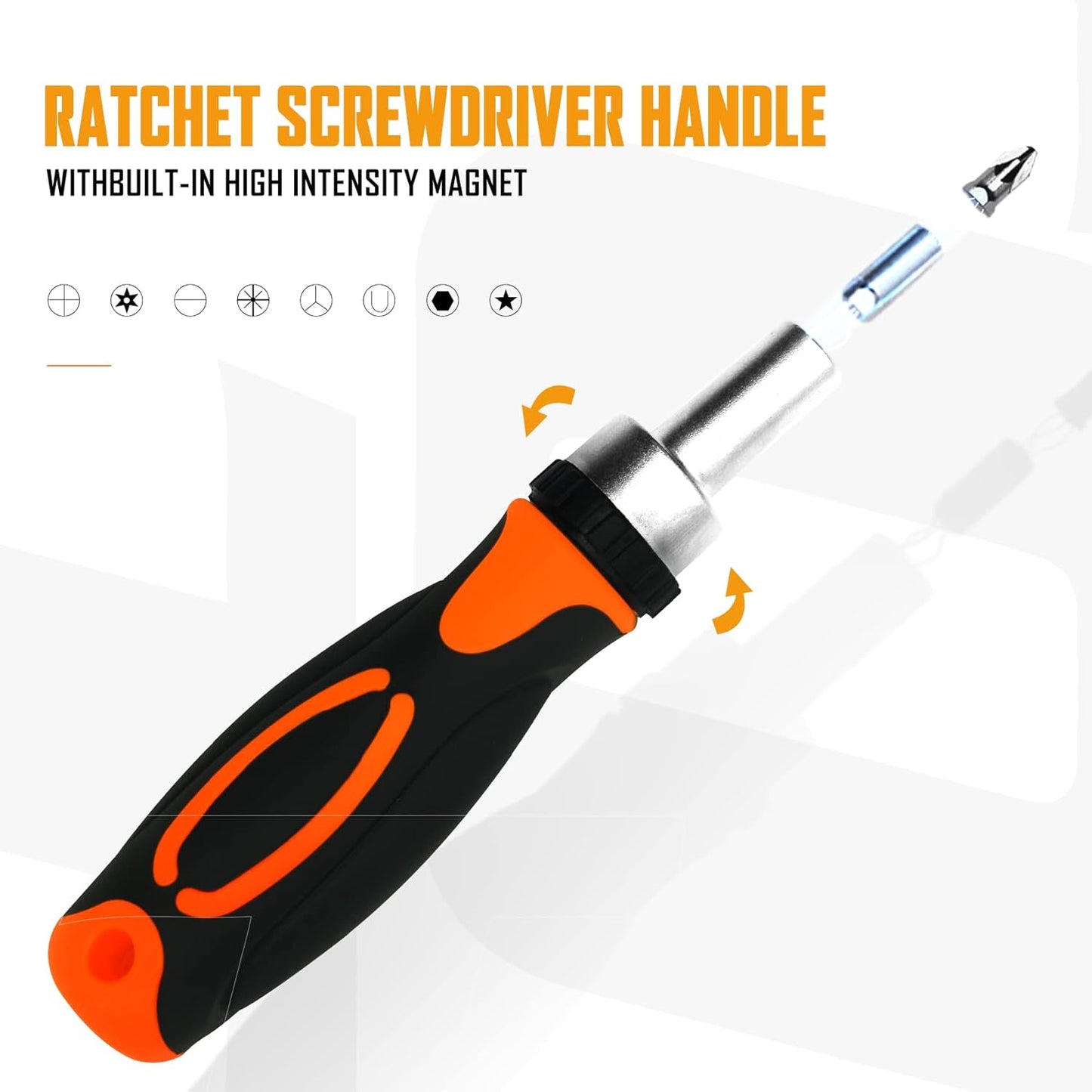 TOOLMAK 61pcs Ratcheting Screwdriver, Socket & Precision Bit Set | Cr-V Steel, Rotatable Handle, Storage Case Included, Ideal for Bike, Watch & Glasses Repair