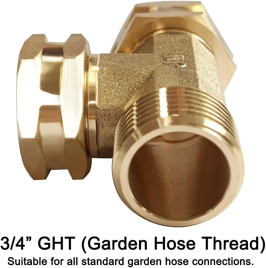 Joywayus 2PCS Brass 3/4" GHT Garden Hose Splitter Body Backyard 2 Way Y Shaped Swivel Connector Threaded Pipe Fitting Coupler Adapter with Washer