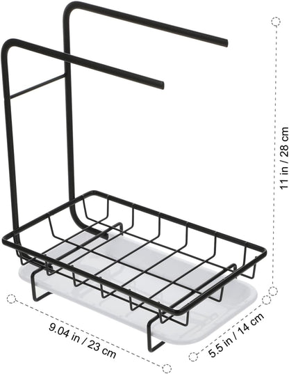 PRETYZOOM 1pc Kitchen Dual-Purpose Storage Rack Dishcloth Sponge Draining Rack Modern Design for Sponges Cleaning Soaps Wall-Mounted Kitchen Organizer