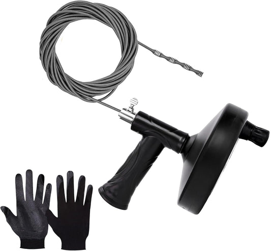 Drain Snake 25 Ft, Drain Auger Hair Clog Remover Heavy Duty Flexible Plumbing Snake Bathroom Kitchen Sink Cleaner Tools for Shower Bathtub Pipe