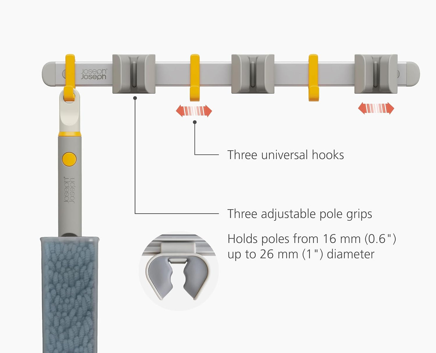 Joseph Joseph CleanTech 2-in-1 Tile and Tub Scrubber and Grout Cleaning Brush with V-Shaped Bristles