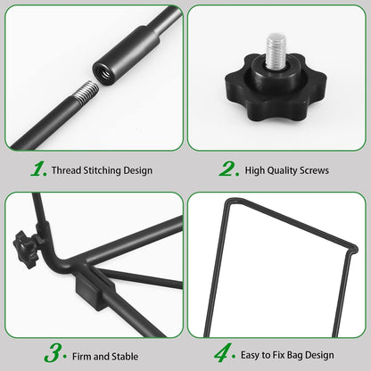 FEED GARDEN Trash Bag Holder, Outdoor Metal Leaf Bag Holder Stand, Garbage Bag Frame Holder for 30-45 Gallon Bags for Leaves, Camping, Yard Weeding, Lawn Party