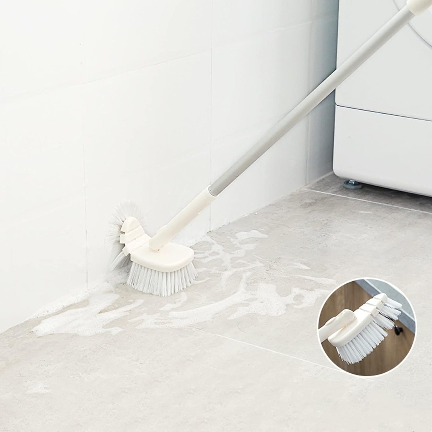 45.28 Inch Shower Scrubber, Tub Tile Cleaning Brush, Bath Cleaner Scrubber Brush with Adjustable Long Handle Scrub Brush for Bathroom Shower Bathtub Wall Mop Cleaning Scrubbing