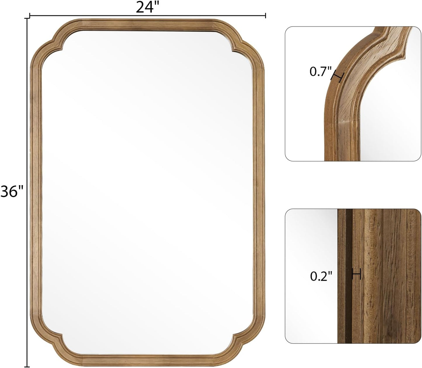 WallBeyond Full Length Mirror Wall Mounted 65"x22", Rustic Wooden Frame Floor Mirror, Large Full Body Mirror for Bedroom, Leaning or Hanging Against Wall, Natural