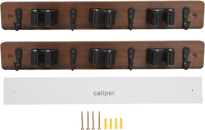 Ymiko Wall Mounted Mop and Broom Organizer with 4 Hooks, 3 Position Holder for Kitchen, Bathroom, Laundry Space Saving Storage Rack