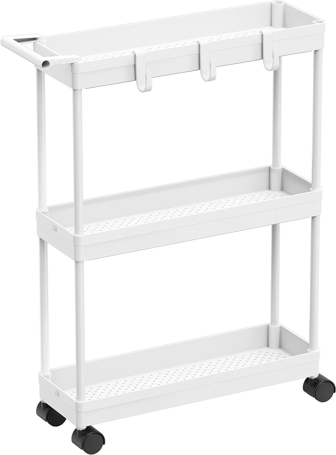 Simple Houseware 3-Tier Slim Rolling Cart w/Handle 5.5" Wx27.5 H, Turquoise | Storage Cart for Narrow Space (5.5-Inch Wide) Kitchen, Bathroom, Laundry Room