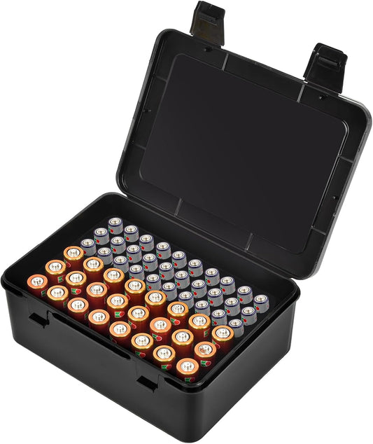 Battery Organizer Storage Box, Garage Case Holder for 24* AA, 30* AAA Batteries (Bag Not Include Batteries Pack) (white)