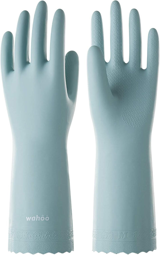 LANON Protection wahoo Skin-Friendly Dishwashing Cleaning Gloves, Dishwashing Kitchen Gloves with Cotton Flocked Liner, Non-Slip, Surf Spray, Large