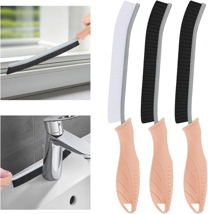 TQRR 3Pcs Hard Bristle Crevice Cleaning Brush, Scrub Brush, Kitchen Sink Cleaning Brush, Grout Brush, Corner Brush Cleaning Tools for Toilet, Bathroom, Gap, Home, Household, Window (3, Black)