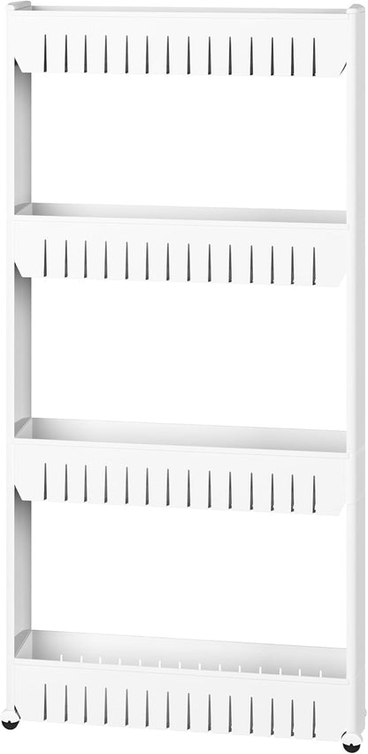 Slim Rolling Storage Cart - 5-Tier Utility Cart with Wheels for Bathroom, Kitchen, and Laundry Room - Bathroom Shelves by Lavish Home (White)