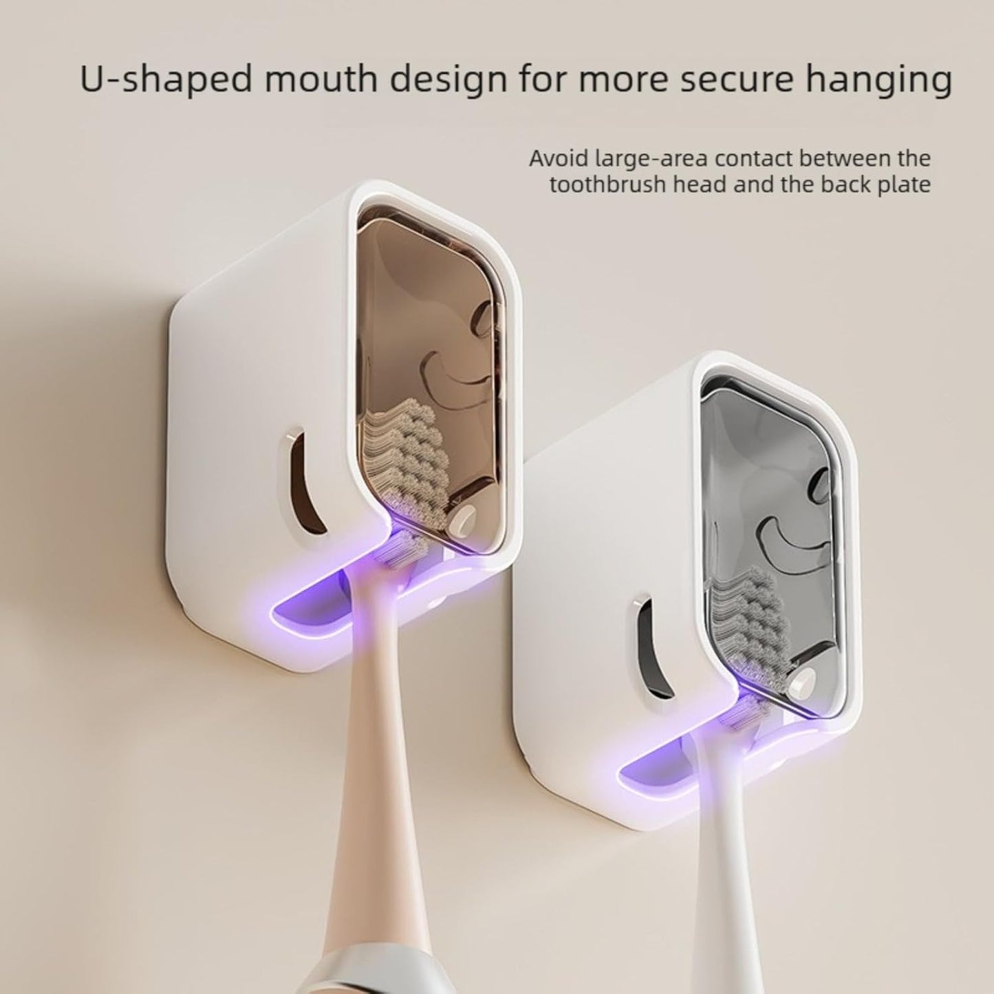 4PCS Wall Mounted Toothbrush Holders with Cover, Self Adhesive Single Slot Organizer, Moisture & Dust Proof for Electric/Regular Toothbrushes, Bathroom Shower Storage for Family & Travel (Black)
