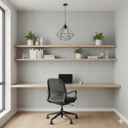 Modern Peel and Stick Wallpaper 17.3" x 78.7" Self Adhesive Wallpaper Textured Neutral Stripe Contact Paper Removable Vinyl Wall Paper for Living Room Bedroom Accent Wall Modern Minimalist Wall Decor