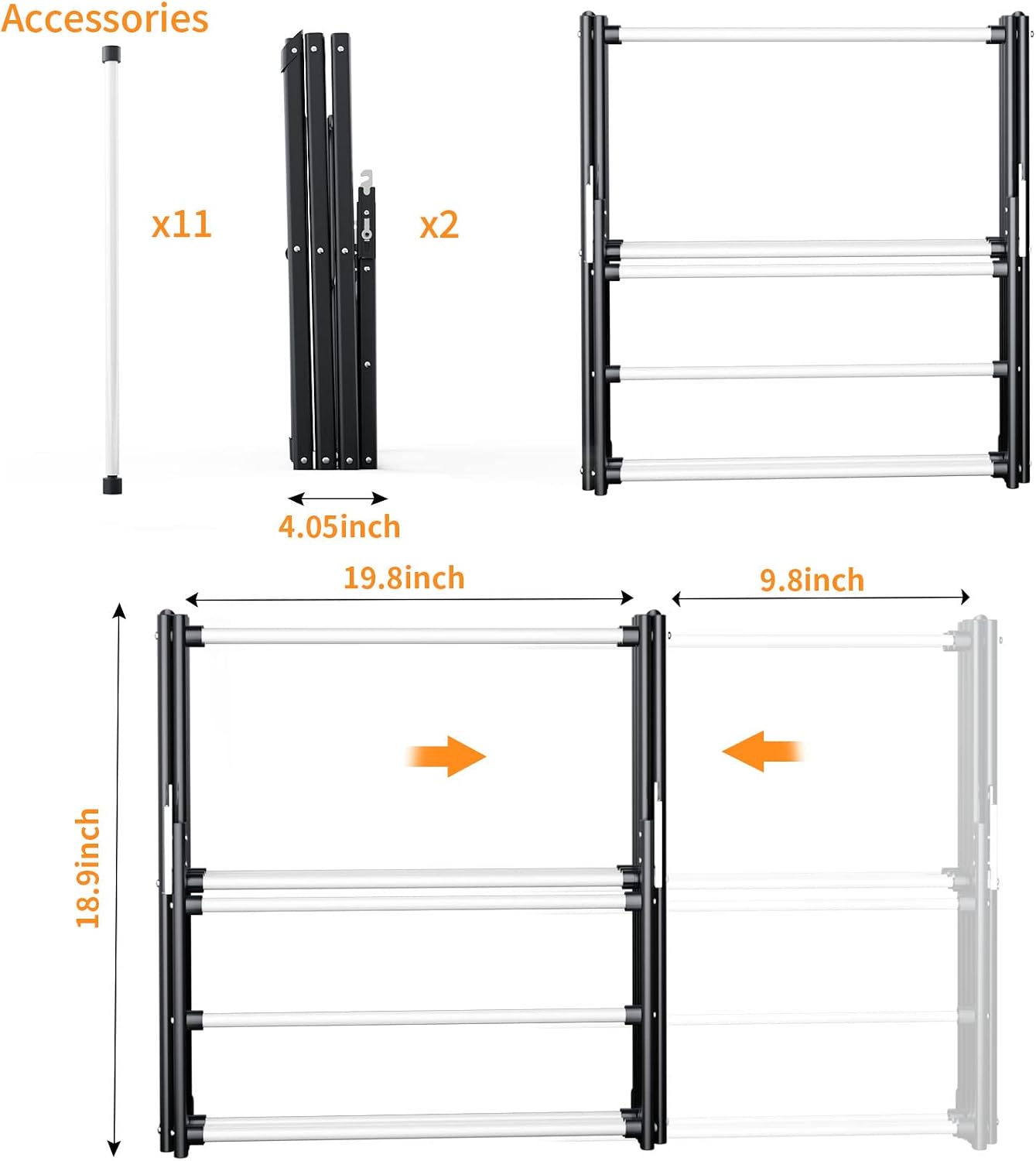 Clothes Drying Rack Household Indoor, Foldable Drying Rack Clothing for Laundry - 40" x 28.8" x 14.2", Space Saving Indoor, Black-1pack