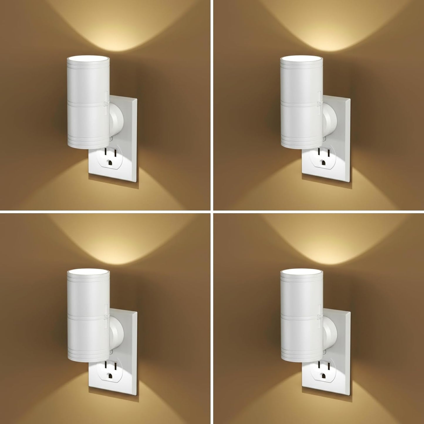 Likelgn Night Light Plug into Wall, 2 Pack Dimmable LED Nightlight with Dusk to Dawn Sensor, Soft White Glow, for Hallway, Bathroom, Bedroom, Black