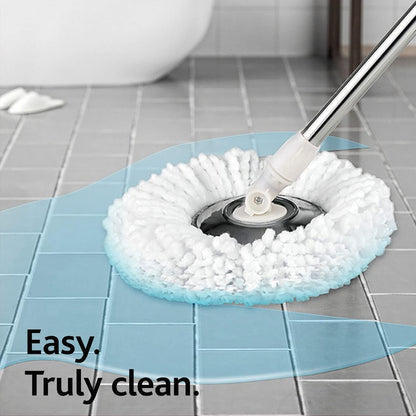 Spin Mop and Bucket with Wringer Set on Wheels, 360 Spinning Mop with Stainless Steel Handle for All Hard Surfaces, Floor Cleaning System with 3 Microfiber Replacement Heads, Black/Red