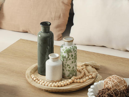 Ceramic Vase Set of 3, Neutral Flower Vases Home Decor, Pottery Rustic Farmhouse Decorative Vases Modern Decor for Table Mantel Entryway Bookshelf Living Room Kitchen Bedroom - Brown