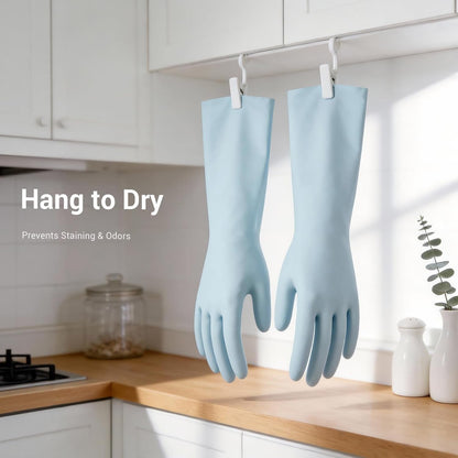 ThxToms 2 Pair Nitrile Dishwashing Cleaning Gloves,with Cotton Flocked Liner,Skin-Friendly & Anti-Slip Design,Y&P