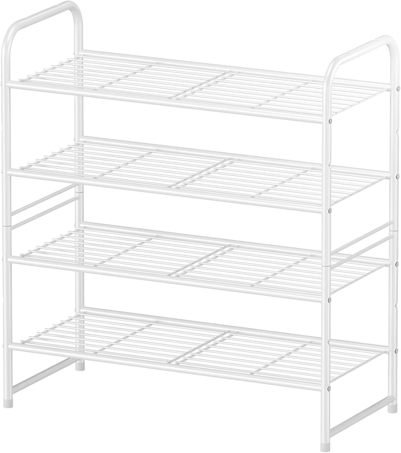 Simple Shoe Rack 2 Tier 27 Inch Wide, Heavy Duty Metal Closet Shoe Organizer Shelf for Entryway, Front Door, Black