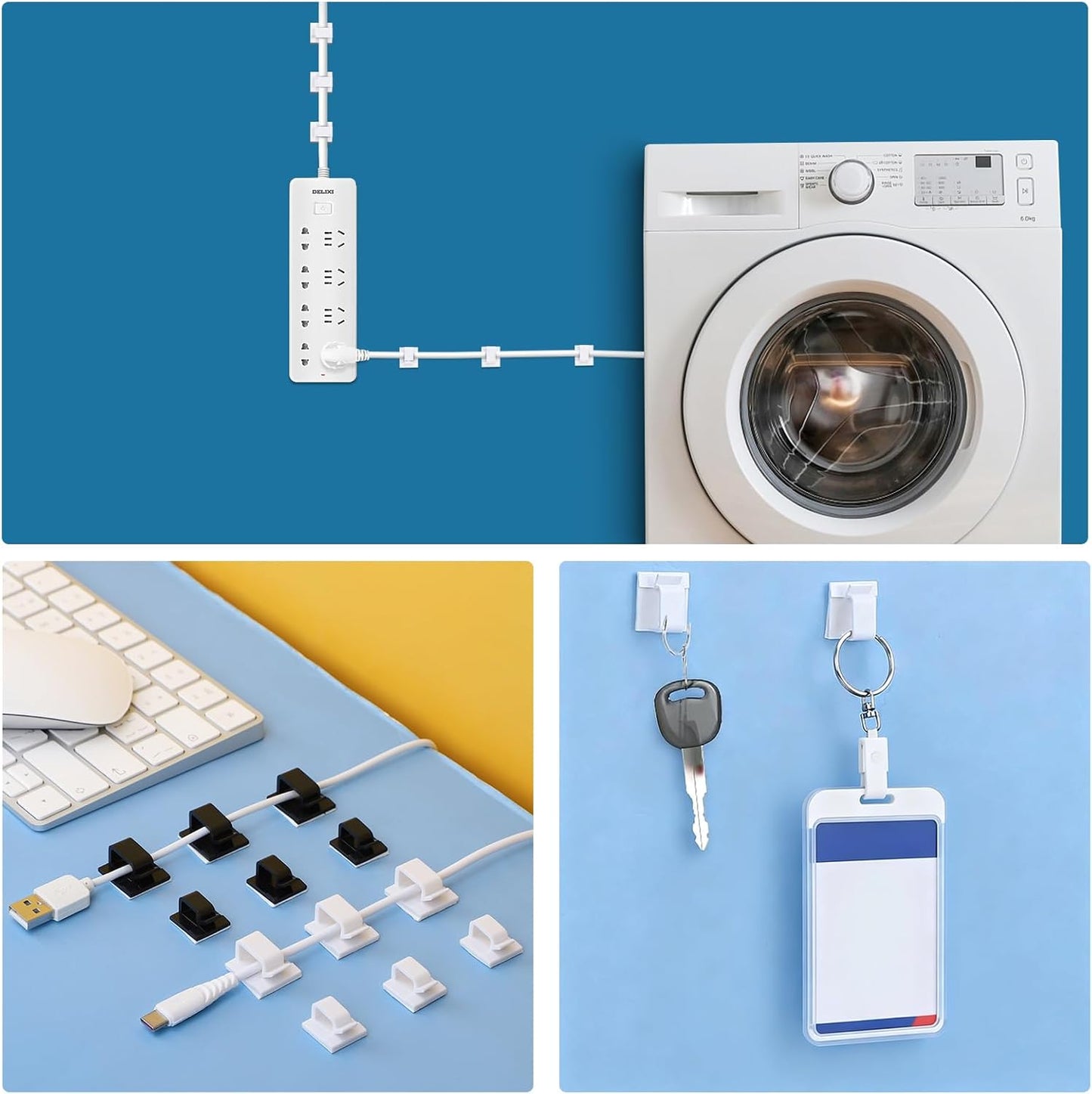 Segarty Cable Clips White, 100 PCS Small Self Adhesive Wire Ties Holder Adjustable Cords Organizer Clamps Ideal Cord Management for Hanging Tidying Wires for PC Desk Car Wall Office Home Outdoors
