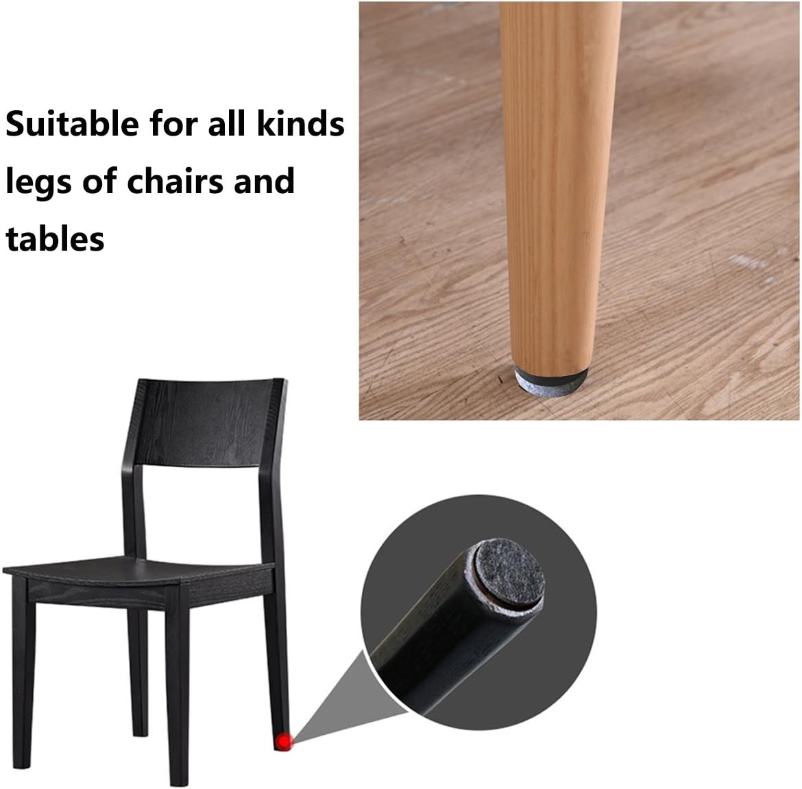 40pcs Round Heavy Duty Nail-on Felt Pad for Furniture Chair Table Leg Feet Floor Protectors Slide Smoothly (Black, Pad Diameter 18mm)