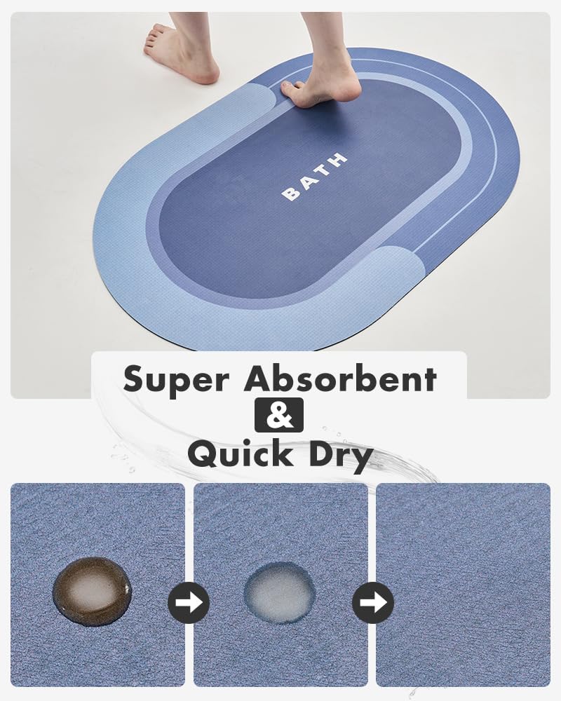 MontVoo Bath Mat - Non Slip, Quick Dry, Stain Resistant Bath Mat Rug for Bathroom Floor - Easy Care Shower Rug for Outside Bathtub - 17"x27" Grey