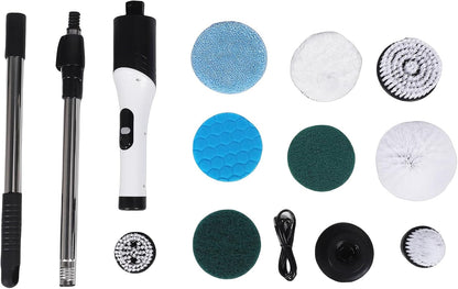 Weytoll Electric Spin Scrubber, IPX65 400/450rpm Electric Cleaning Brush Kit with Extendable Handle and 9 Interchangeable Heads Multifunctional Handheld Cordless Scrubber for Kitchen Bathroom