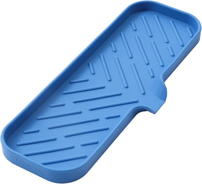 MicoYang Silicone Bathroom Soap Dishes with Drain Spout-Bathroom and Kitchen Sink Organizer,Sponge Holder,Dish Soap Tray,Perfect for Dispenser,Scrubber,Bottle,Cup on Sink or Counter-Coffee 4.9"×3.2"