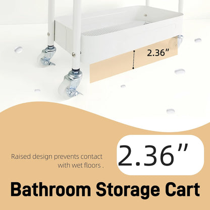 3 Tier Slim Metal Rolling Storage Cart for Laundry Room & Kitchen Organizer, 7.1'' Thin Standing Shelf for Narrow Spaces, Utility Cart with Wheels & Lockable Casters for Bathroom, Black