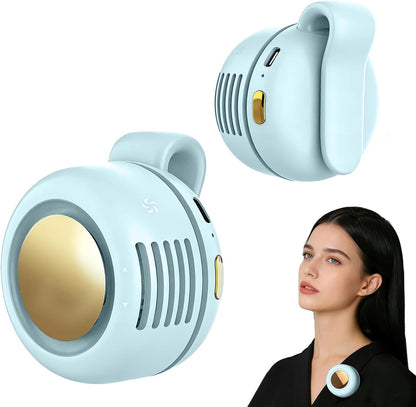 Portable Fan,2-in-1 Waist Clip On Bladeless, Ultra-Quiet Mini Personal Neck Fan 3 Speeds with 360°Adjustable Clip USB Rechargeable for Hiking,Office & Outdoor