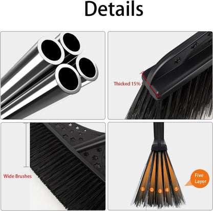 Heavy Duty Outdoor Angle Broom with 20" Wide 51" Long Handle Stiff Bristles Sweeper Perfect for Driveway/Courtyard/Industry Area/Lobby/Mall/Garage/Wood/Stone/Tile/Concrete Floor Sweeping