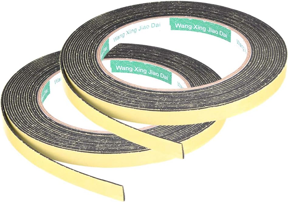 uxcell Sealing Foam Tape 5mm Wide 3mm Thick 4m/13ft Long, Self Adhesive Weather Strip for Window Door Insulation, Pack of 2