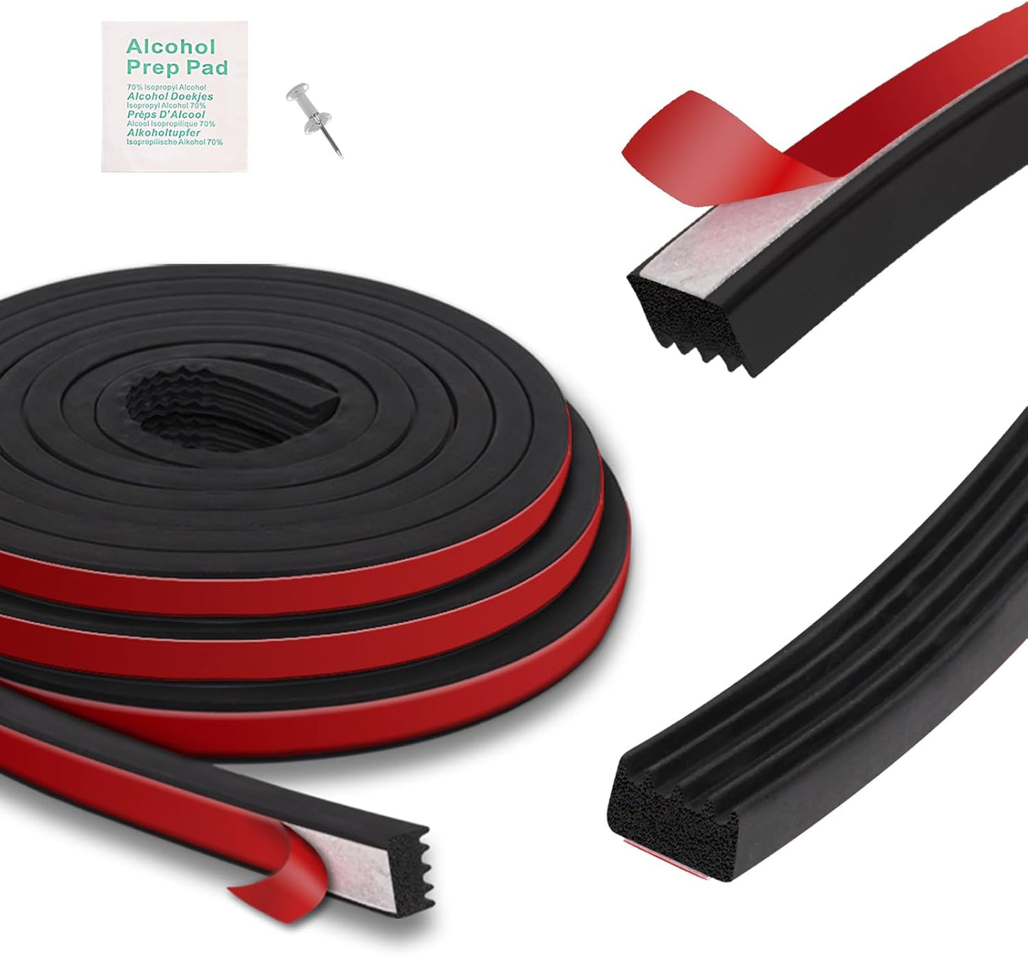 326A0004 Service Kit 30FT Extra Long Ribbed Bulkhead Seal, 3/5" x 360" Self Adhesive EPDM Foam Rubber Weather Stripping Tape for Tonneau Cover, Truck Bed, RV, Boat, Marine, Garage Door, Auto Tailgate