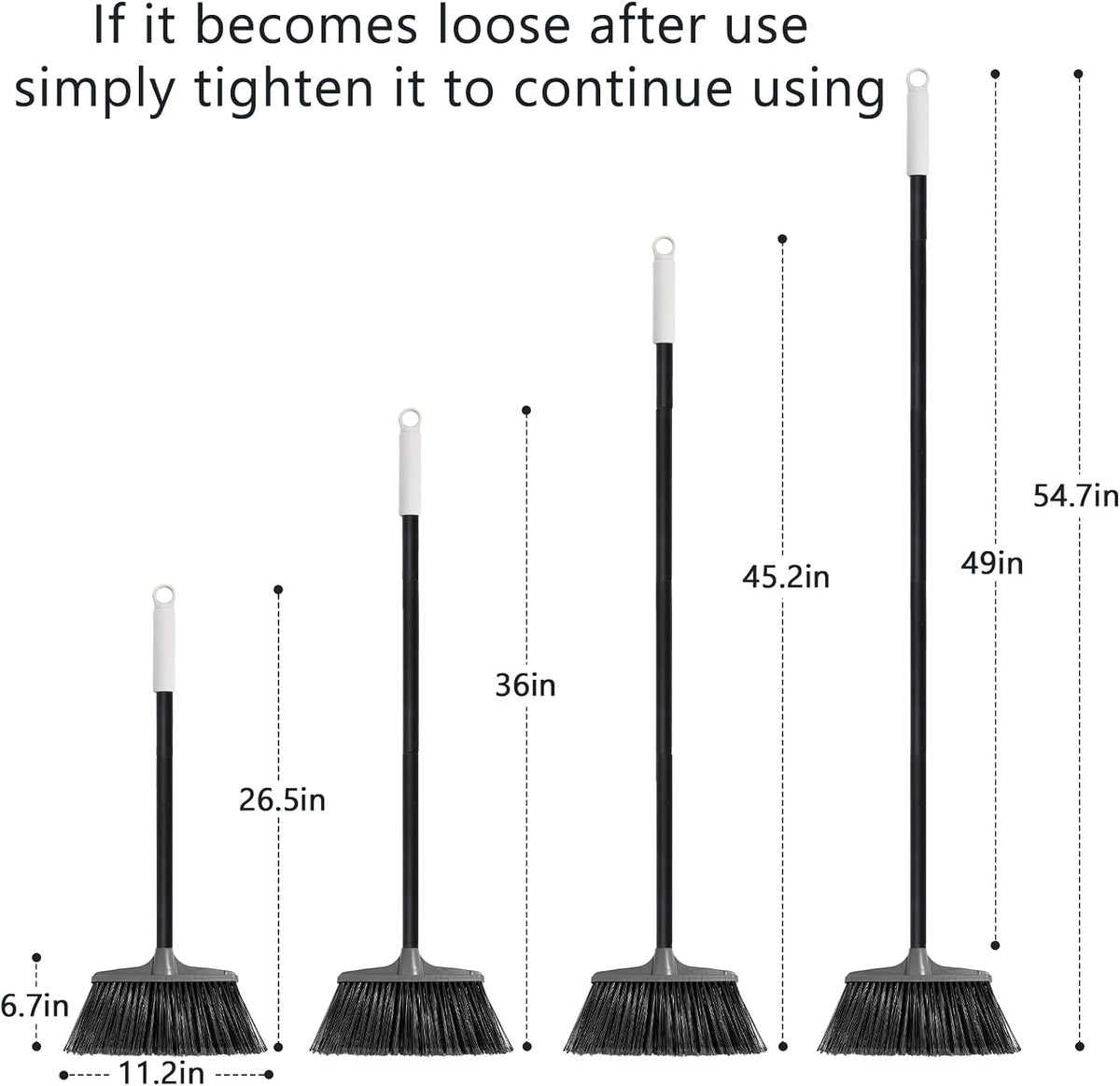 Outdoor Broom for Floor Cleaning - 54.7-inch Medium Outside Broom,Stiff Bristle Brooms for Sweeping Outdoor, Angle Brooms for Floors Applied to Yards, Garages, Patios, and Walkways, etc. Slate Gray