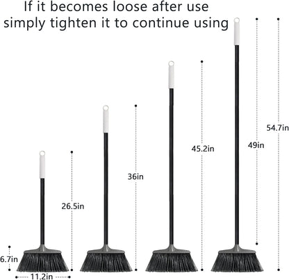 Outdoor Broom for Floor Cleaning - 54.7-inch Medium Outside Broom,Stiff Bristle Brooms for Sweeping Outdoor, Angle Brooms for Floors Applied to Yards, Garages, Patios, and Walkways, etc. Slate Gray