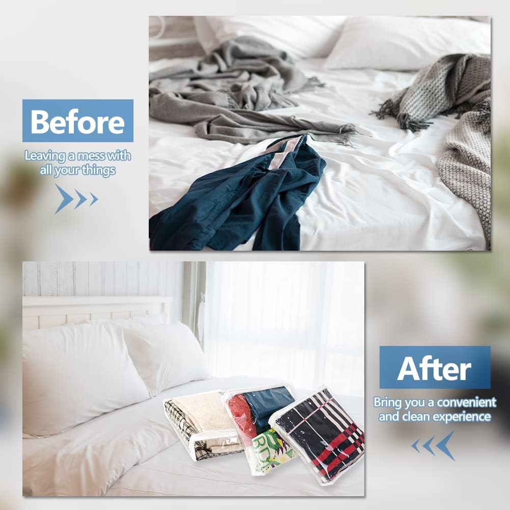 25Pcs Clear Vinyl Zippered Storage Bags - Blanket & Bed Sheet Organizer for Closet Linen & Sweater