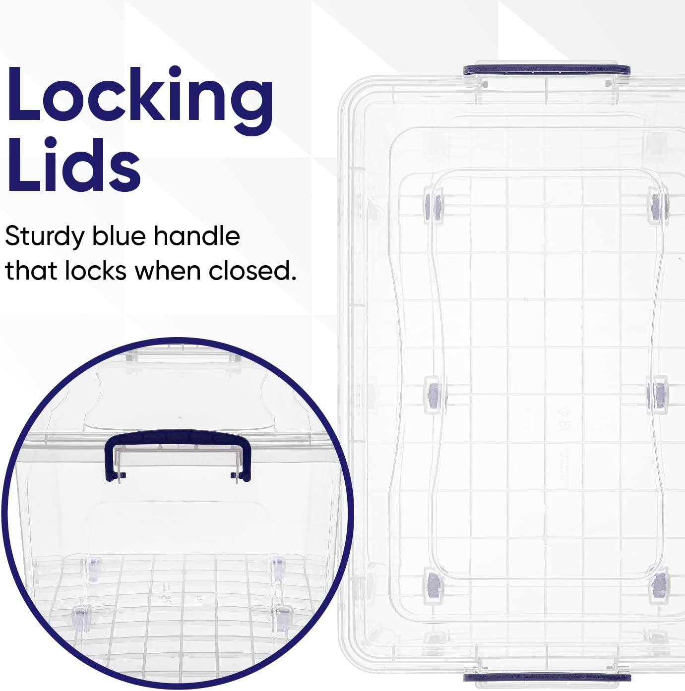 Superio Under Bed Storage Containers with Wheels (2 Pack), Flat Clear Storage Bin Stackable Large Storage Latch Box with Lids Store Cloths, Bedding, Linen, For Under The Bed, Garage, Home