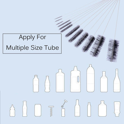 Eboot 10 Pcs 8.2 Inch Tube Cleaning Brushes Nylon Cleaner Brush Long Sink Drain Pipe Cleaning Brushes 10 Different Diameters for Bottle Straw Tumbler Home Sink Plumbing