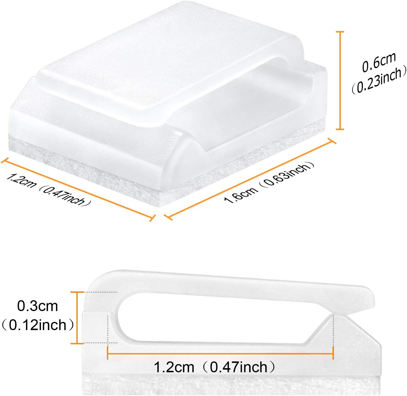 100 Pcs Cable Tidy Management Self Adhesive Flat Cable Clips for Led Light Strip and Flat Ethernet Cable Black