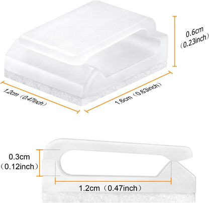 100 Pcs Cable Tidy Management Self Adhesive Flat Cable Clips for Led Light Strip and Flat Ethernet Cable Black